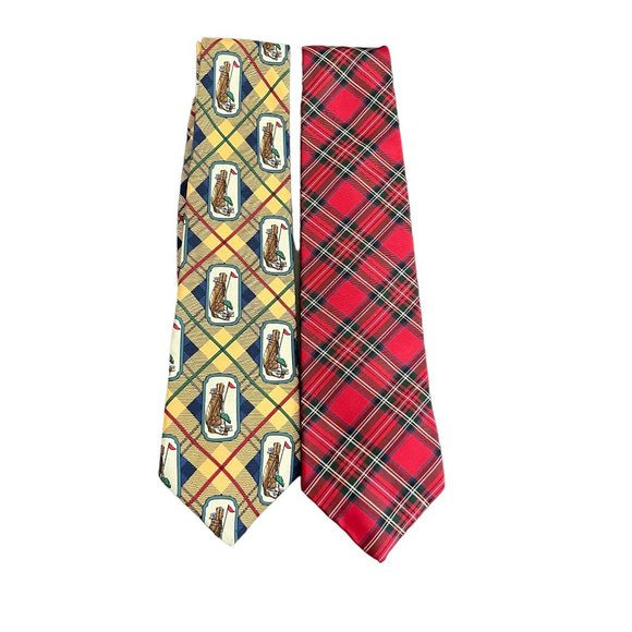 The Celebration of Golf Neck Tie Lot Of 2 Hand Made USA - Picture 1 of 4